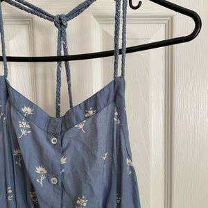 Love Shack Fancy blue dress with white flowers